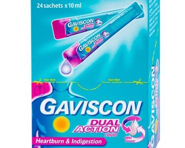 Hỗn dịch Gaviscon Dual Action Reckitt Benckiser điều trị trào ngược dạ dày, thực quản (24 gói x 10ml)