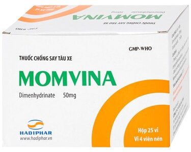 Thuốc chống say tàu xe Momvina Hadiphar điều trị chứng buồn nôn, nôn, chóng mặt (25 vỉ x 4 viên)