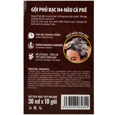 Gội phủ bạc Healthy&Lively Color Shampoo Lavox H4 màu nâu cà phê (10 gói x 30ml) - Ảnh 2