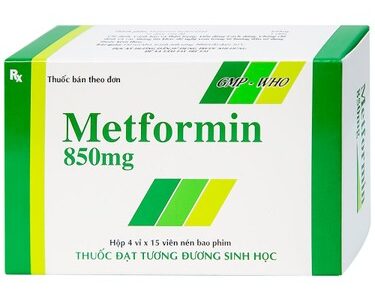 Viên nén Metformin 850mg Tipharco điều trị đái tháo đường không phụ thuộc insulin típ 2 (4 vỉ x 15 viên)